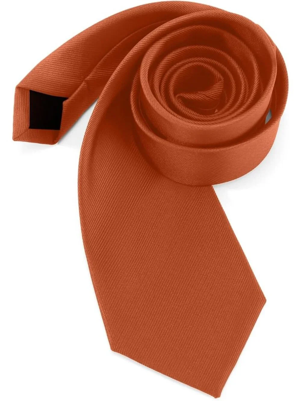 Men's Rust Orange Twill Diagonal Textured Silk Formal Necktie For Business Dress